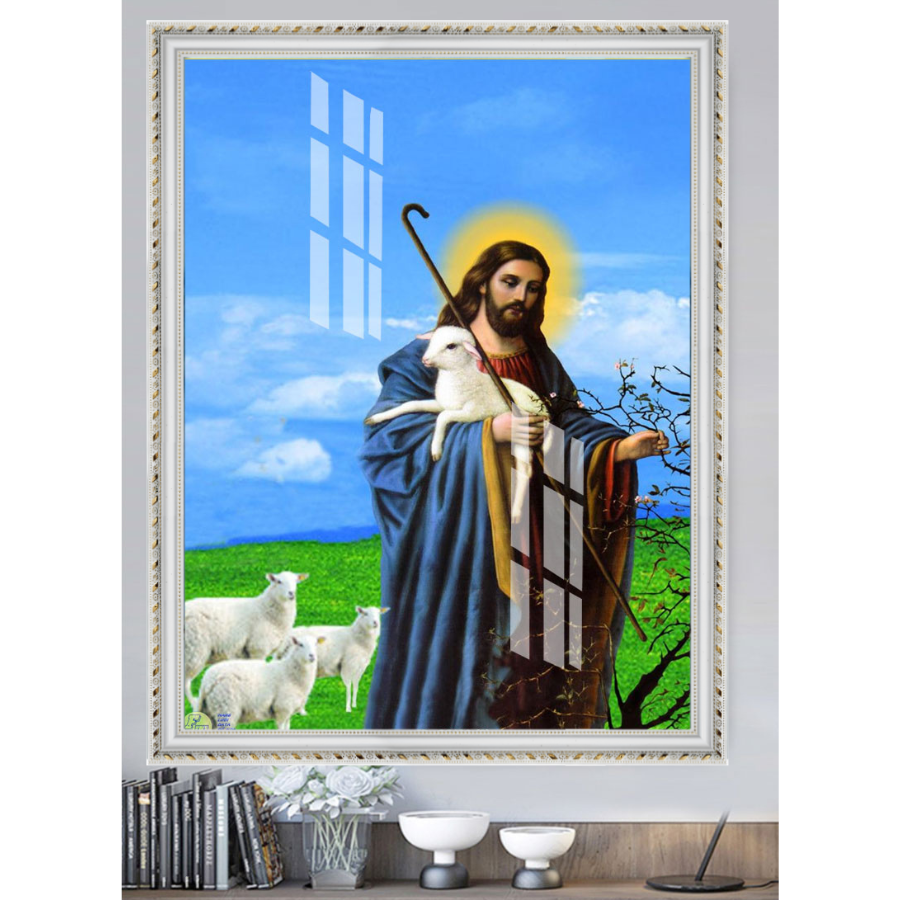 Tranh Gỗ Phù Điêu Treo Tường Đóng Khung Cao Cấp - Chúa Giê-su 04
